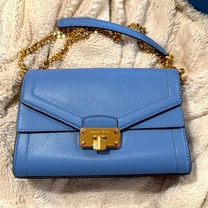 Michael Kors Kinsley Medium Flap Shoulder Bag in French Blue